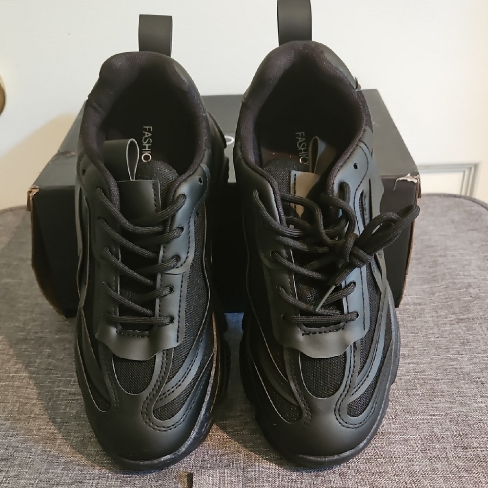 Fashion Nova Black Athletic Shoes Chunky Design